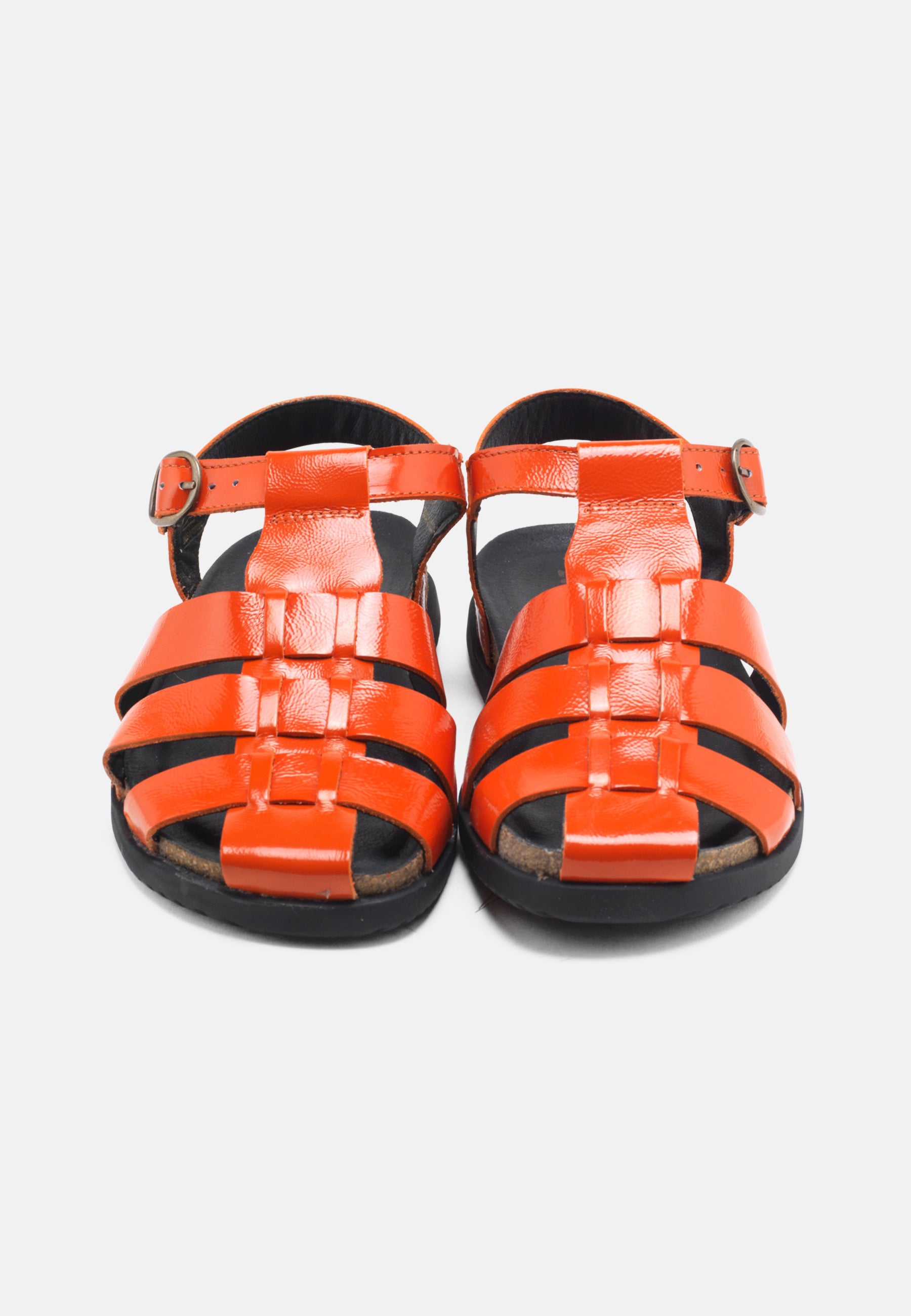 Nature Footwear Malene Fisherman Sandal Lak læder farve Orange med kork fodseng og ydersål af naturgummi