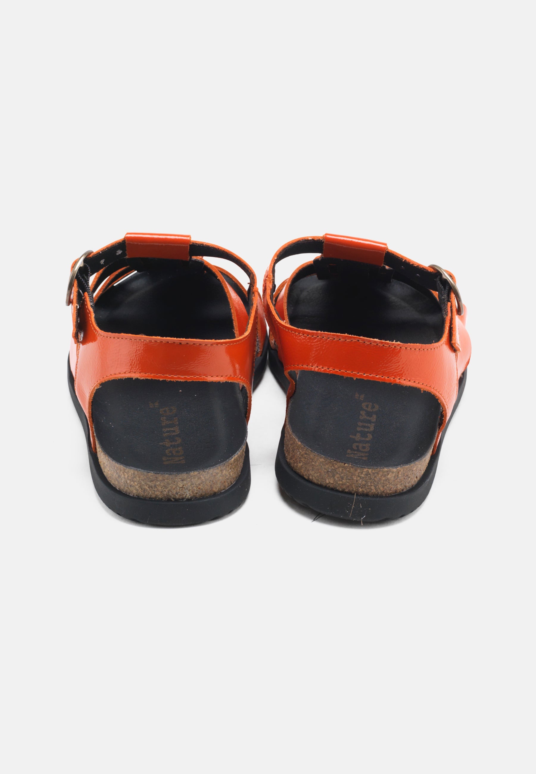 Nature Footwear Malene Fisherman Sandal Lak læder farve Orange med kork fodseng og ydersål af naturgummi
