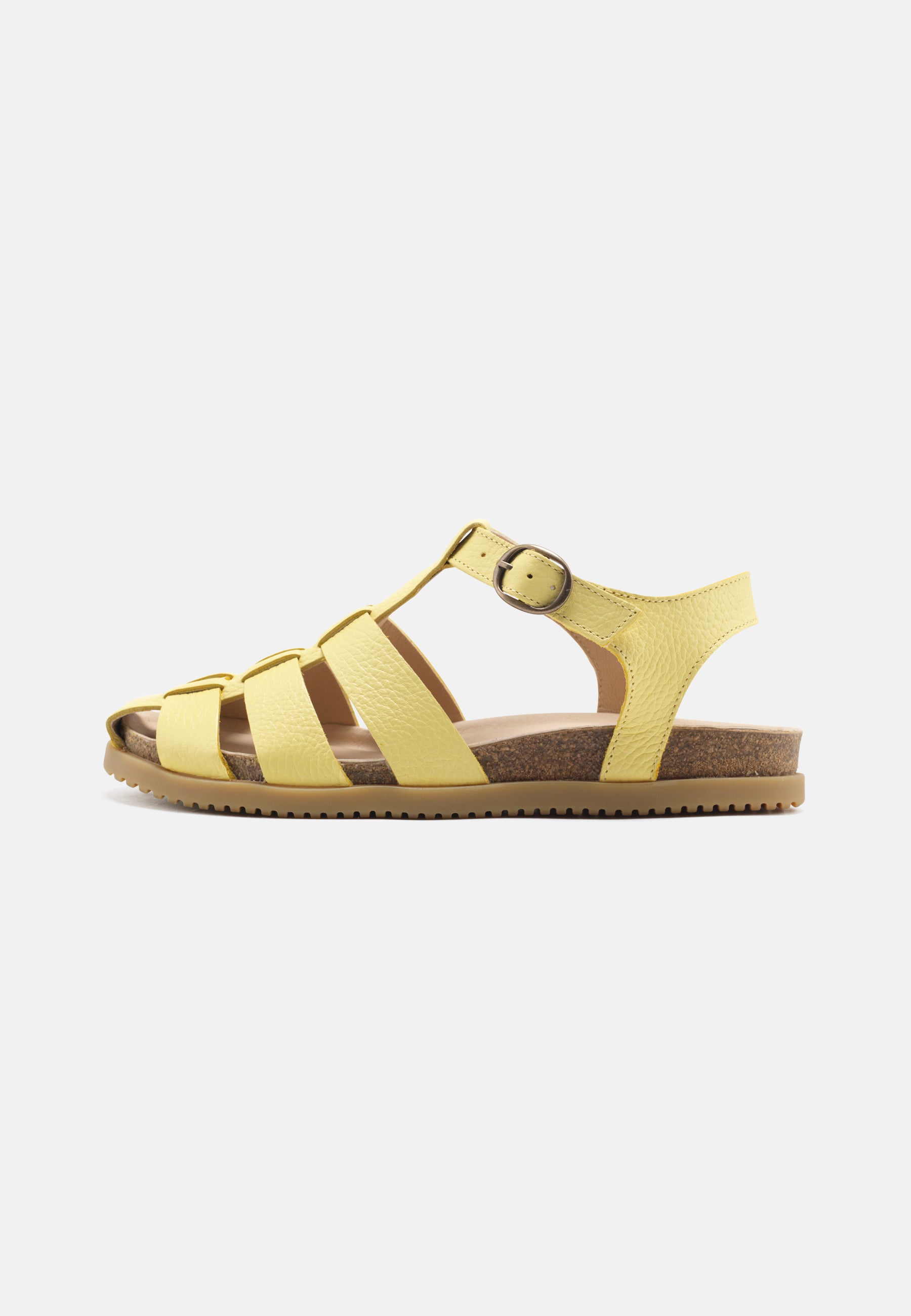 Nature Footwear Malene Fisherman Sandal Læder farve Limonade med kork fodseng og ydersål af naturgummi
