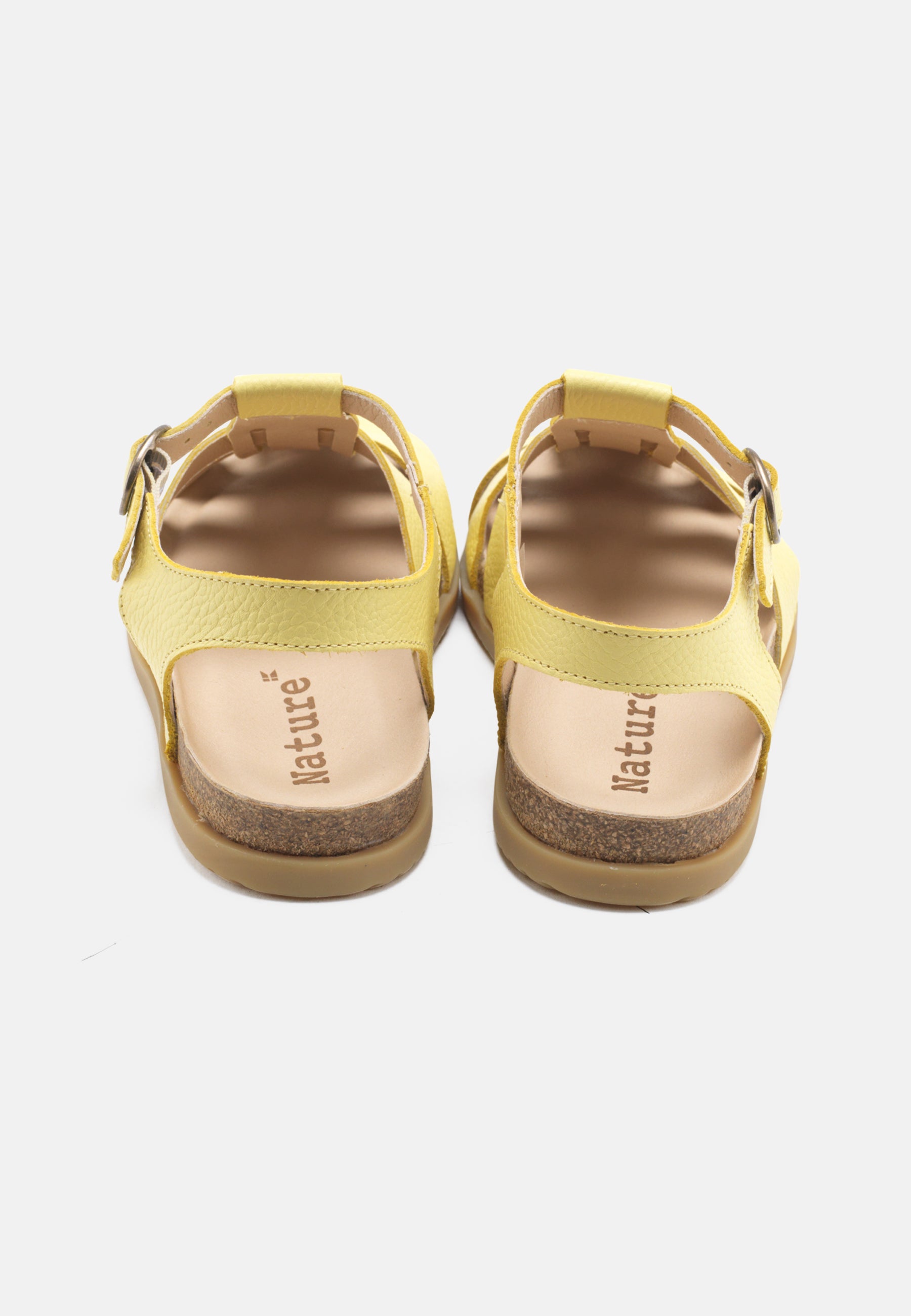Nature Footwear Malene Fisherman Sandal Læder farve Limonade med kork fodseng og ydersål af naturgummi