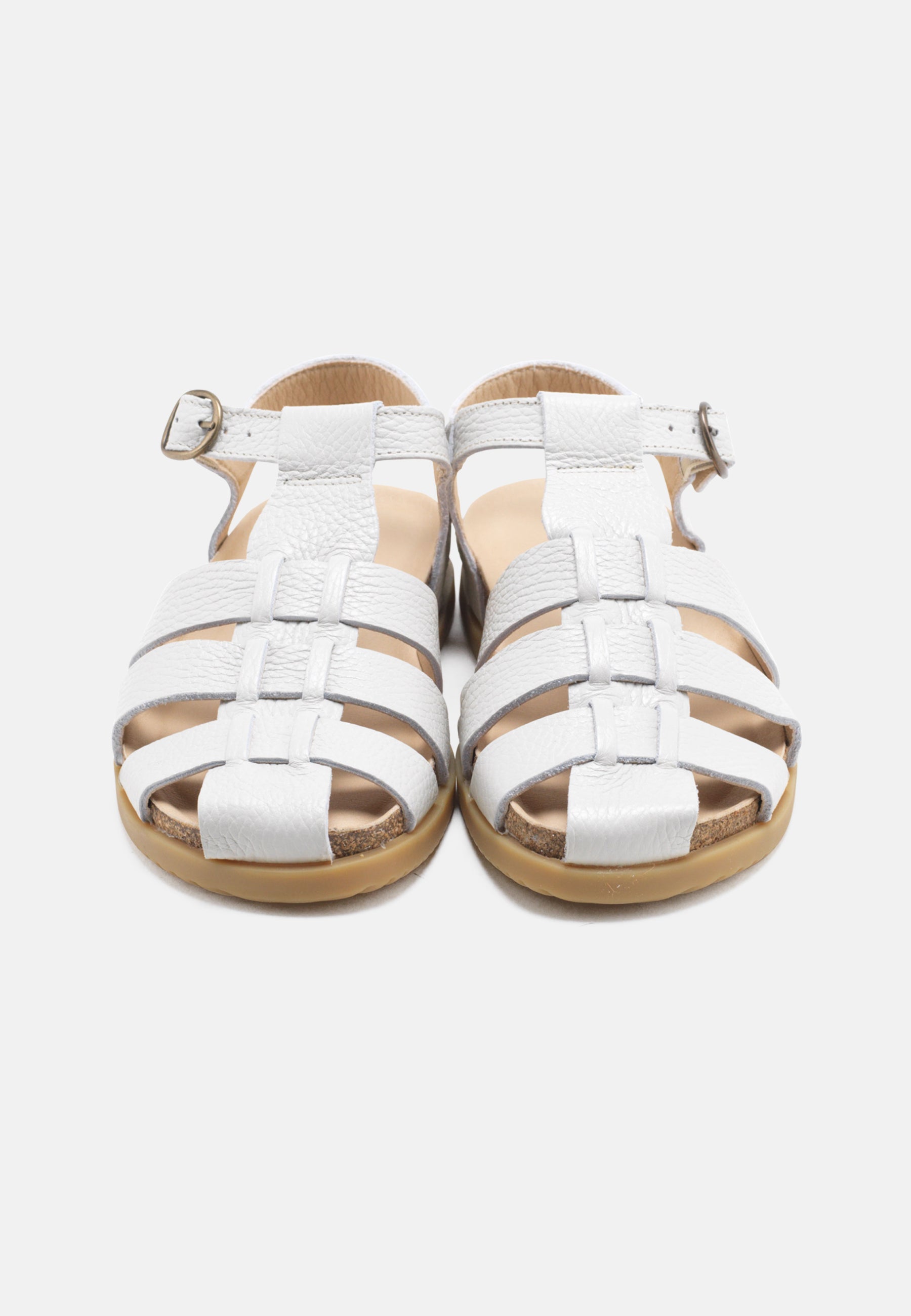 Nature Footwear Malene Fisherman Sandal Læder farve Off white med kork fodseng og ydersål af naturgummi