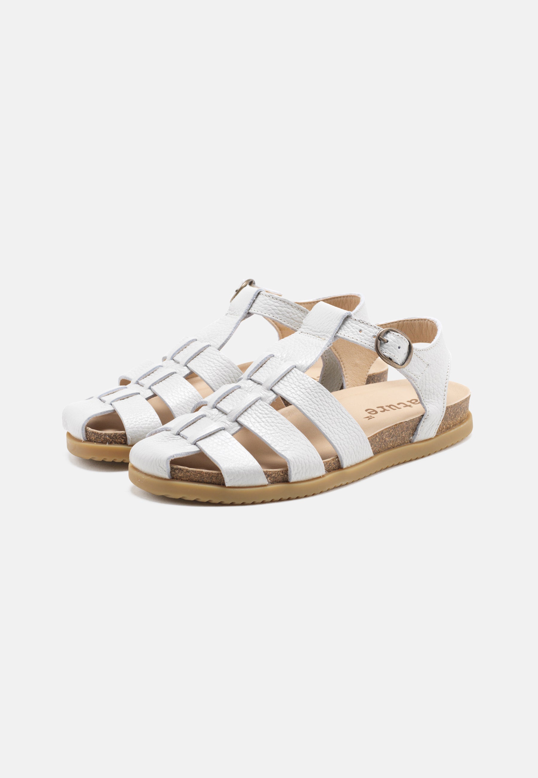 Nature Footwear Malene Fisherman Sandal Læder farve Off white med kork fodseng og ydersål af naturgummi