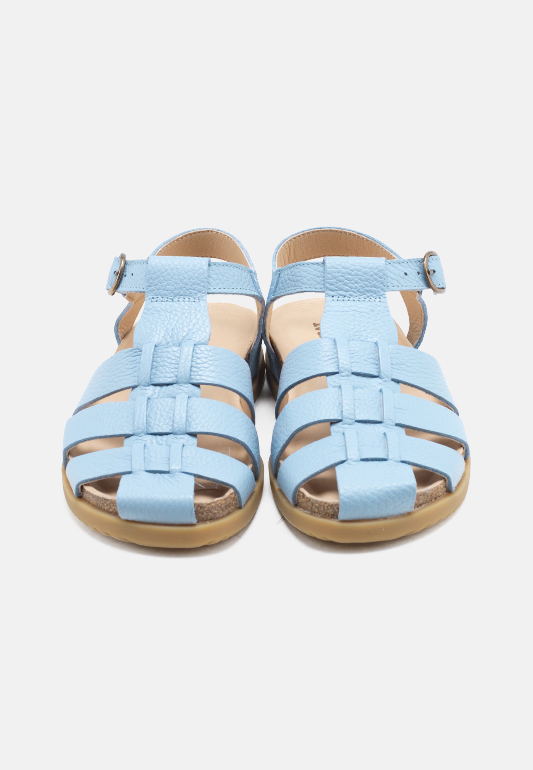 Nature Footwear Malene Fisherman Sandal Læder farve Sky med kork fodseng og ydersål af naturgummi