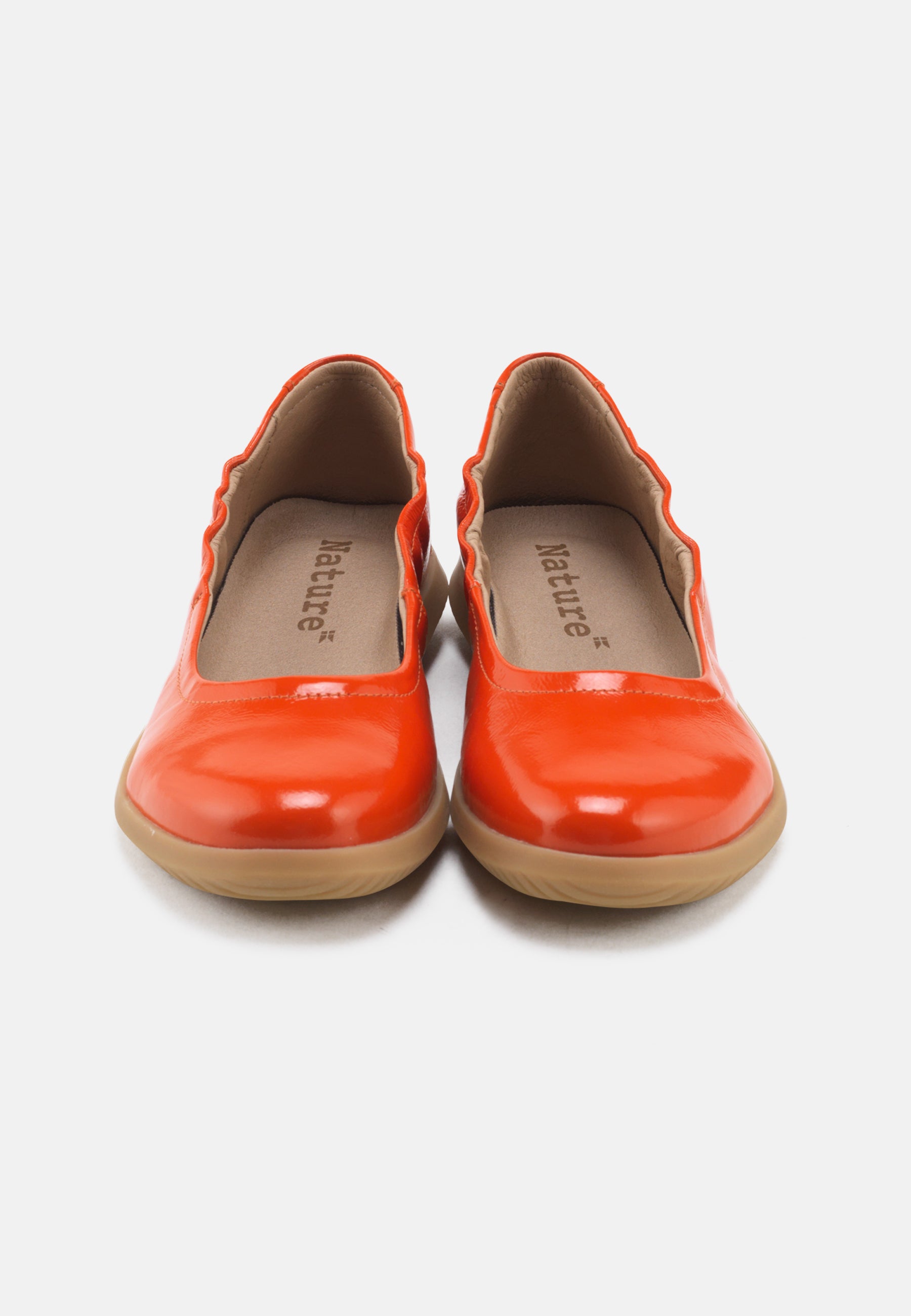 Nature Footwear Marie Ballerina Lak læder i farve Orange med naturgummisål