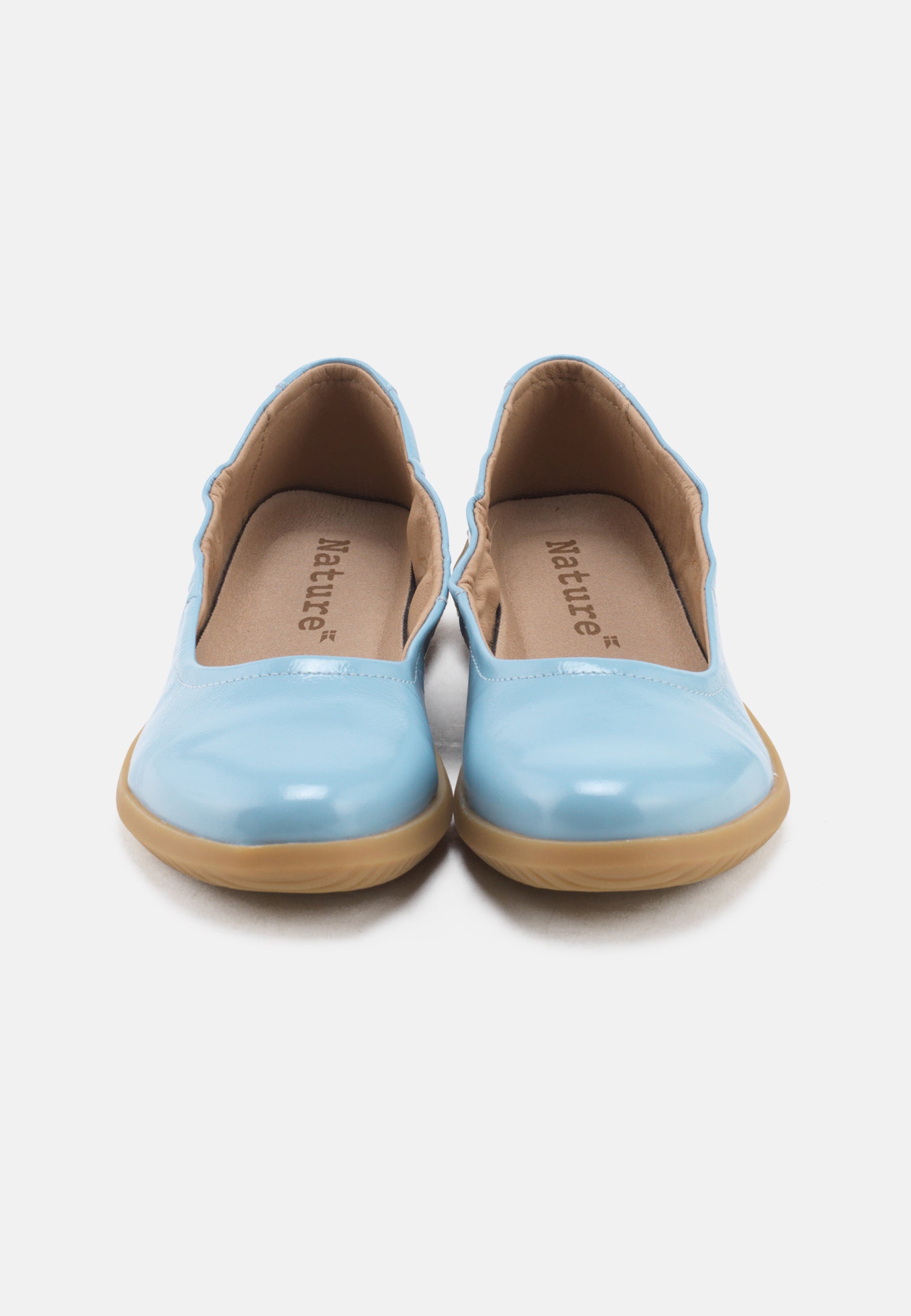 Nature Footwear Marie Ballerina Lak læder i farve Sky med naturgummisål