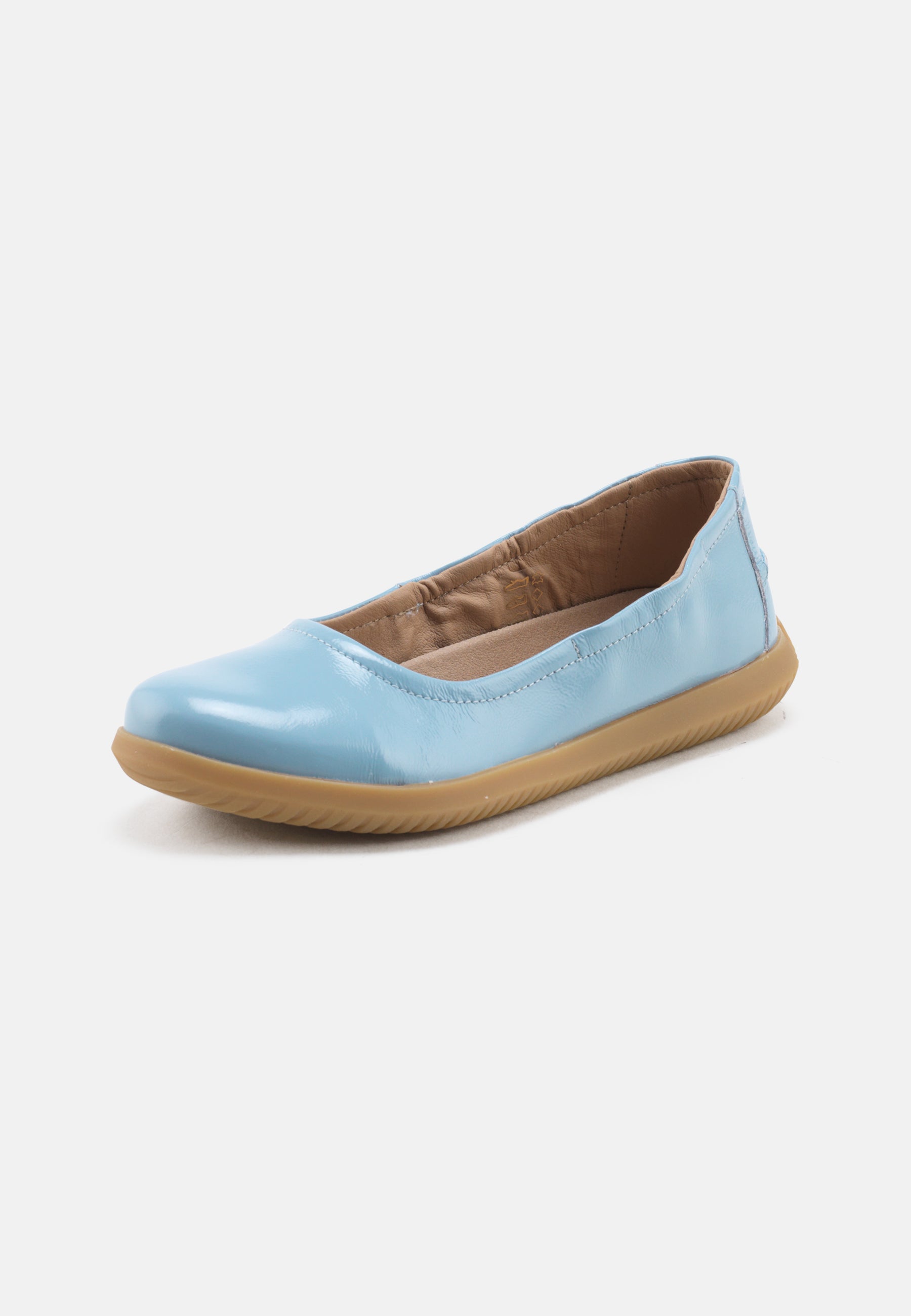 Nature Footwear Marie Ballerina Lak læder i farve Sky med naturgummisål