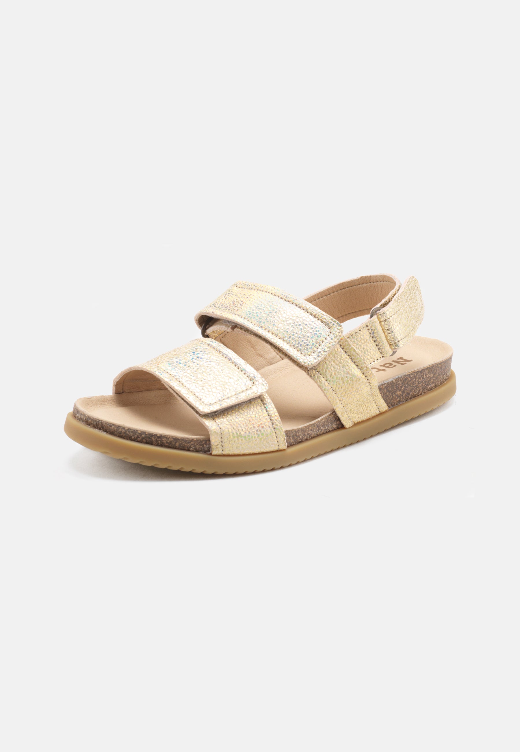 Nature Footwear Mathilde Sandal Metallic  læder med glittereffekt farve Multicolor med  kork fodseng og ydersål af naturgummi