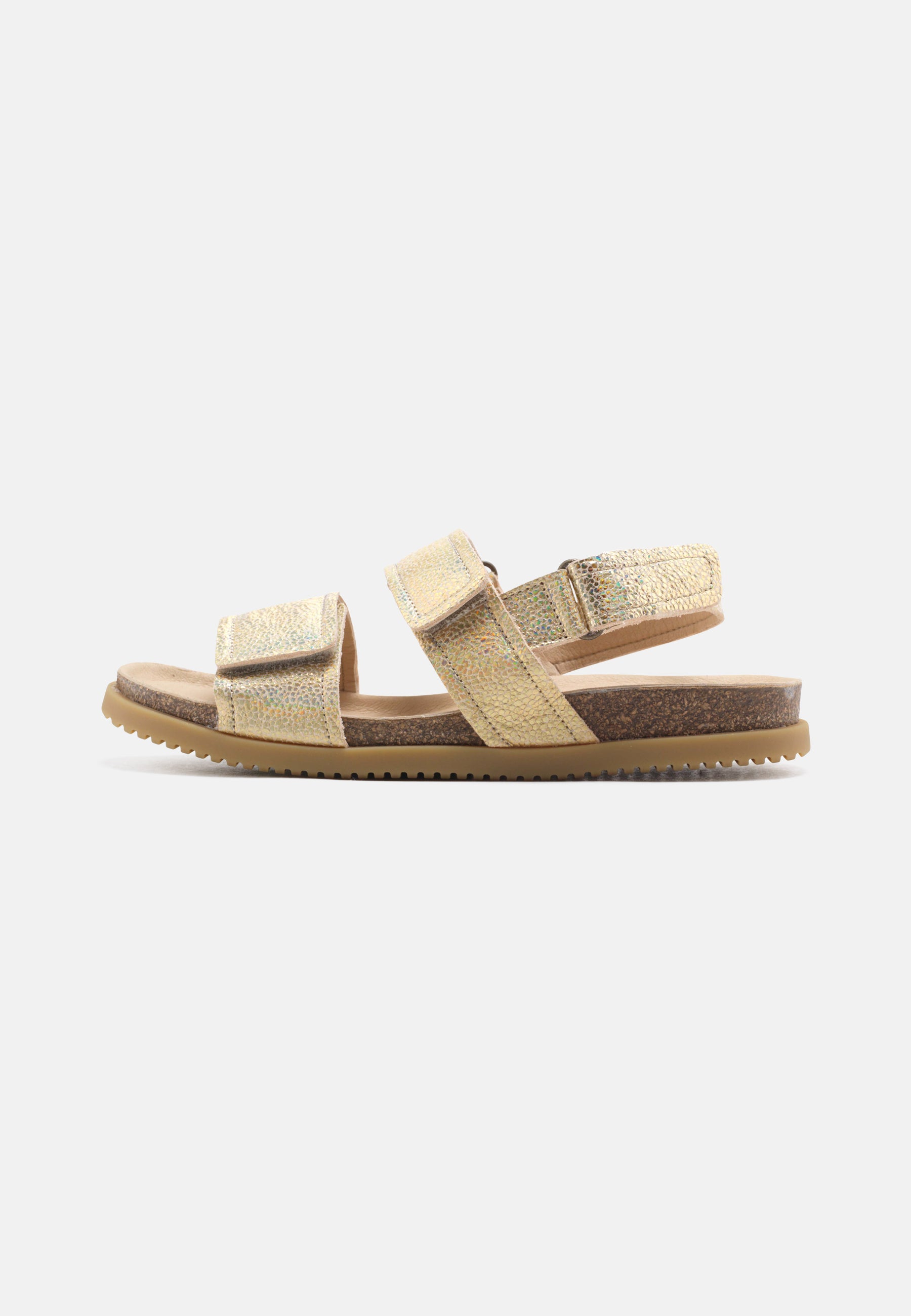 Nature Footwear Mathilde Sandal Metallic  læder med glittereffekt farve Multicolor med  kork fodseng og ydersål af naturgummi