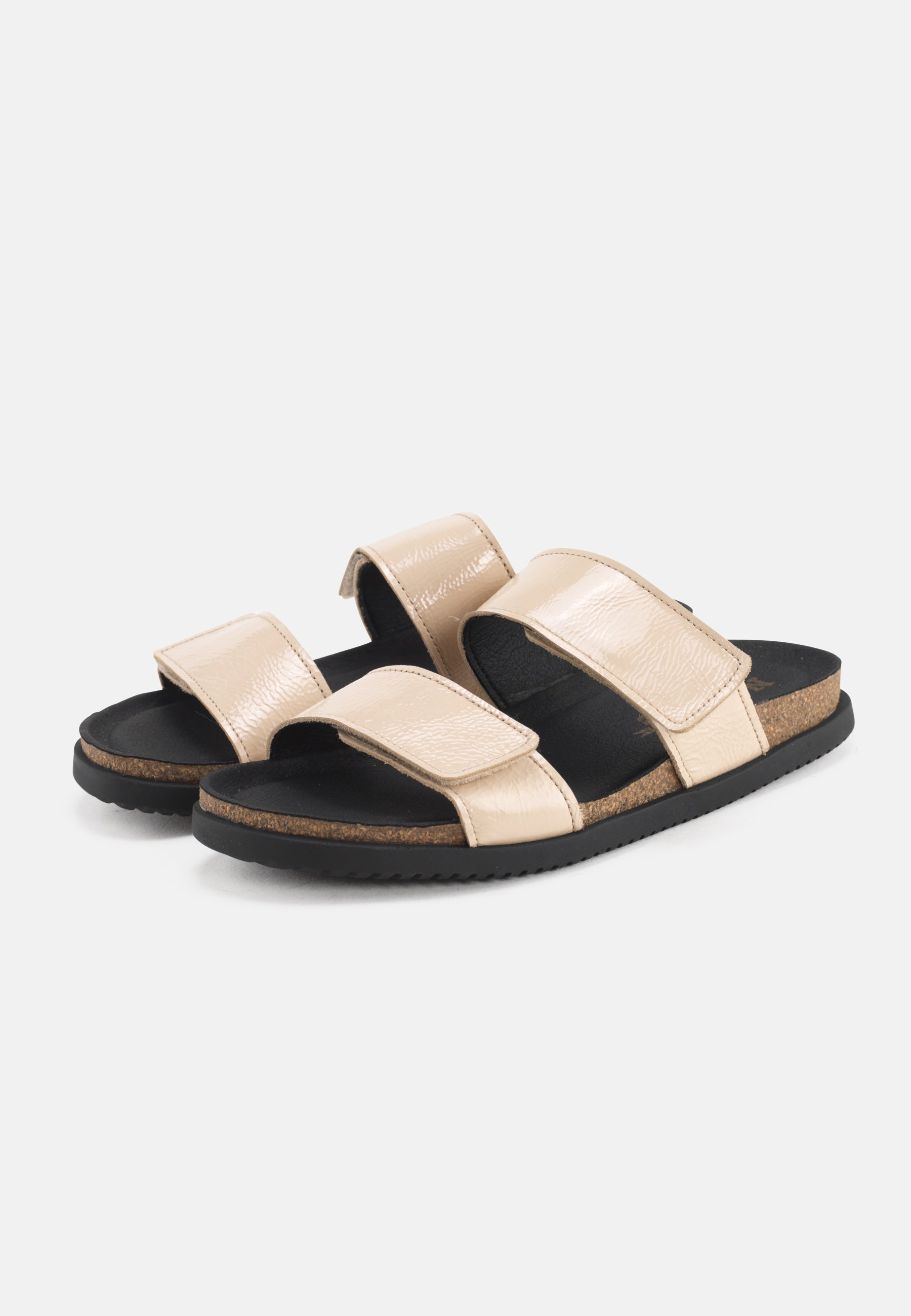 Nature Footwear Mie Slide sandal Lak læder i fave Cream  med fodseng af kork og ydersål af naturgummi
