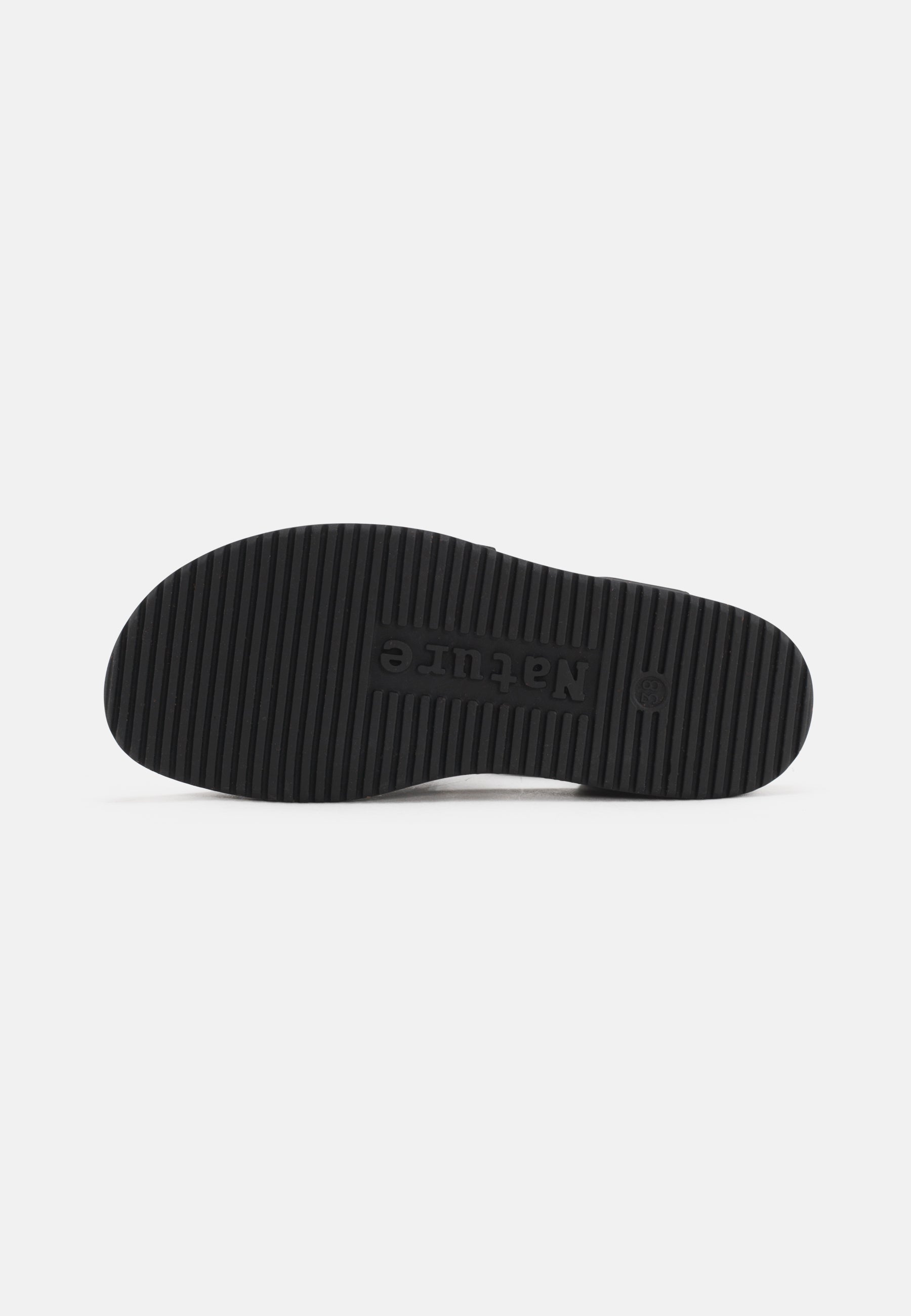 Nature Footwear Mona Sandal Læder med krydsende elastikker farve Black med fodseng af kork og ydersål af naturgummi