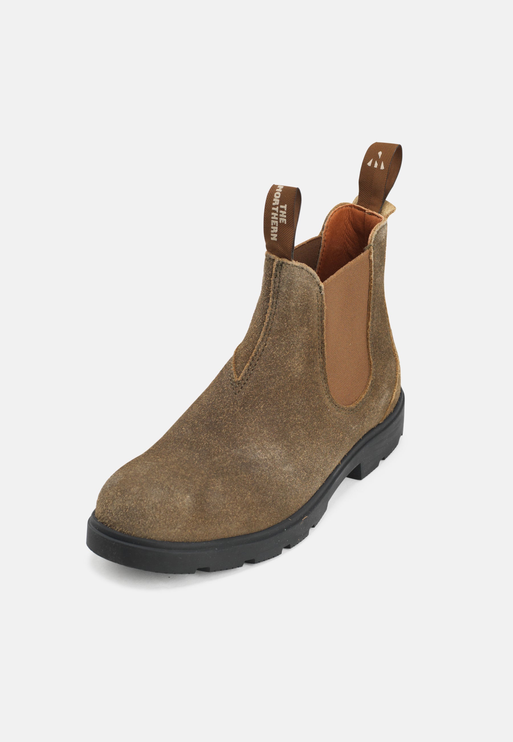 Nature Footwear Nora Støvle med elastik i siderne i Suede  Læder farve Moss Green med sål af naturgummi