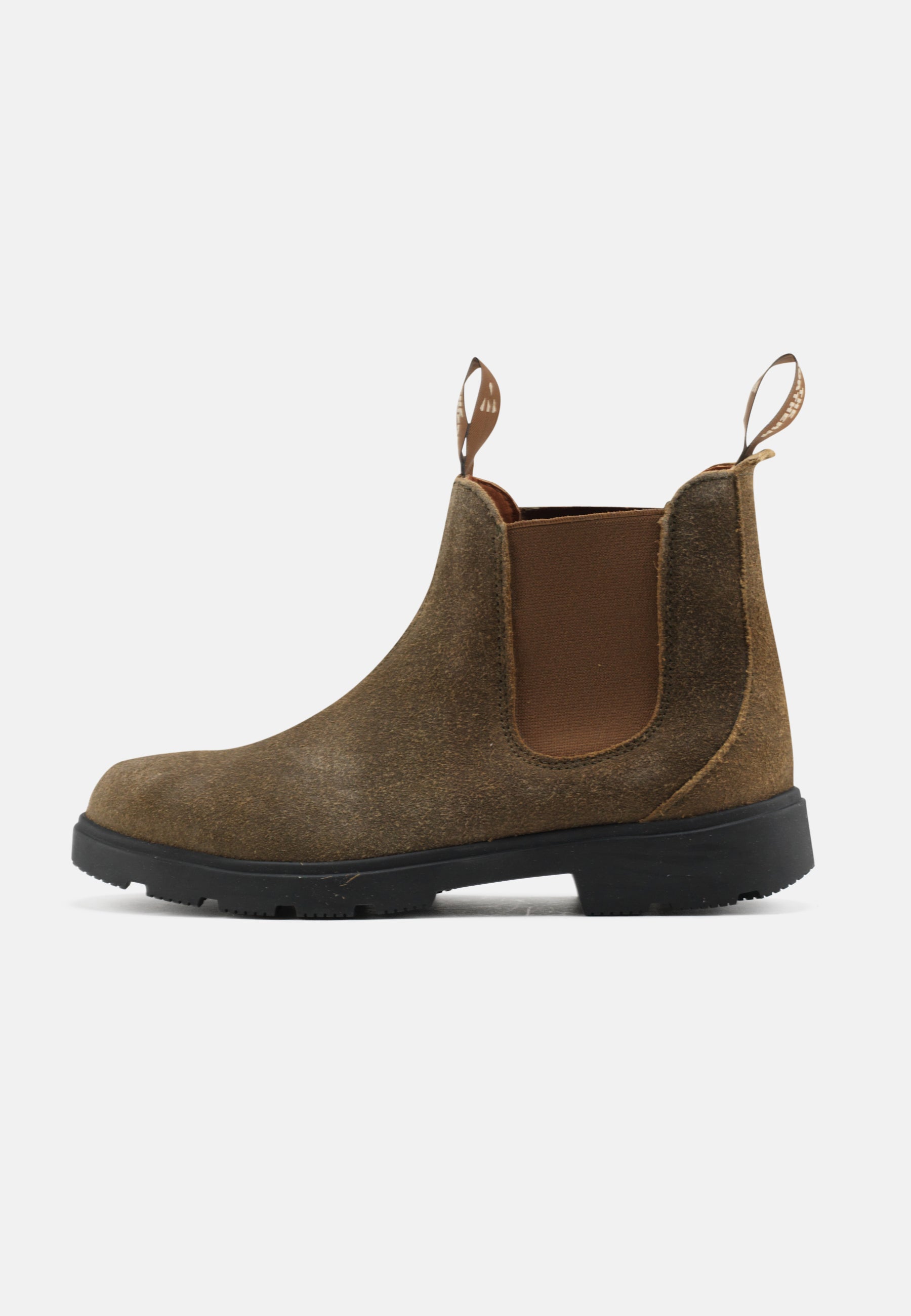 Nature Footwear Nora Støvle med elastik i siderne i Suede  Læder farve Moss Green med sål af naturgummi