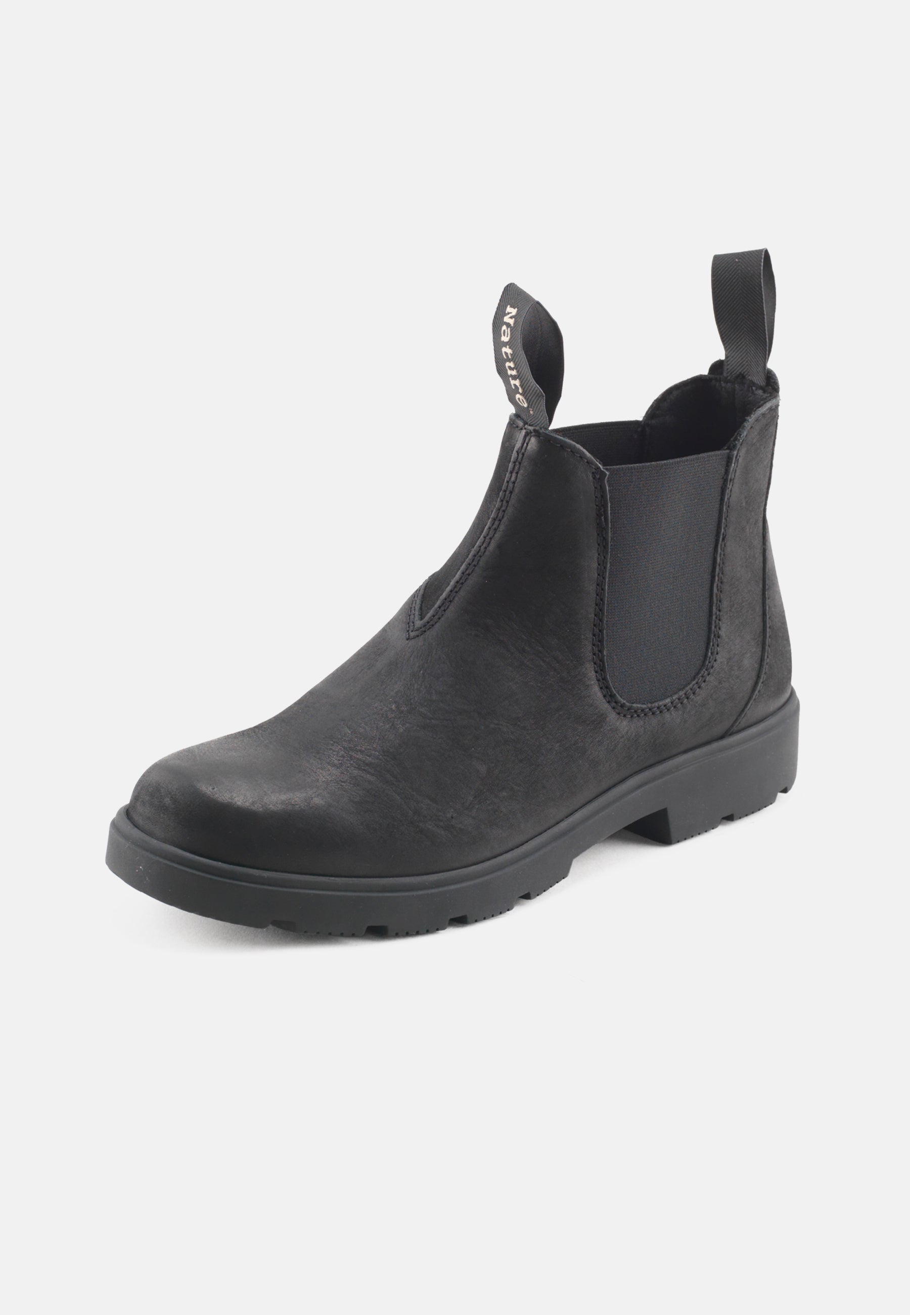 Nature Footwear Nora Støvle med elastik i siderne i Oil Nubuck læder farve Black med sål af naturgummi