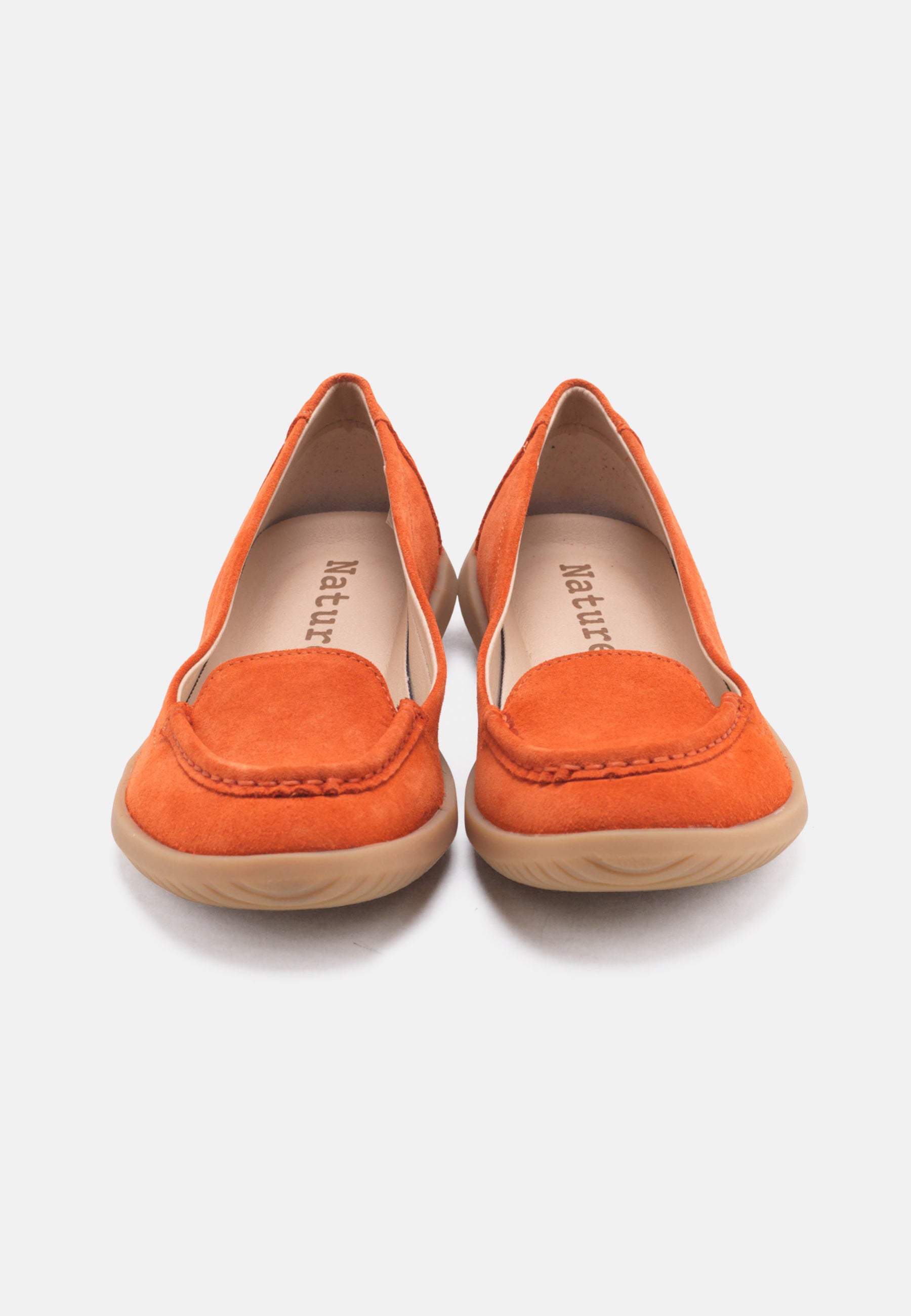 Nature Footwear Tina Loafer Suede læder farve Orange med udtagelig indlægssål og ydersål af naturgummi