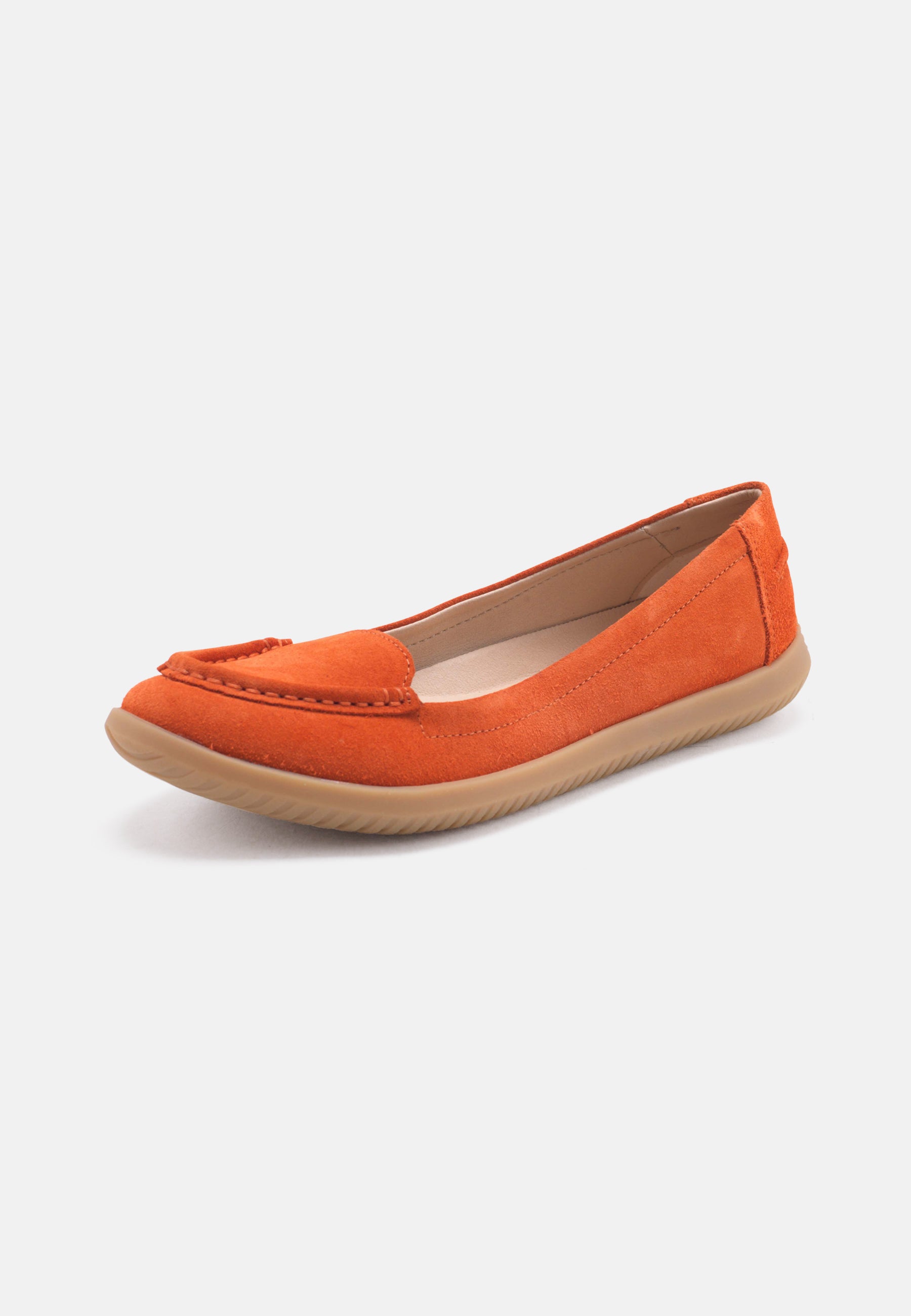 Nature Footwear Tina Loafer Suede læder farve Orange med udtagelig indlægssål og ydersål af naturgummi