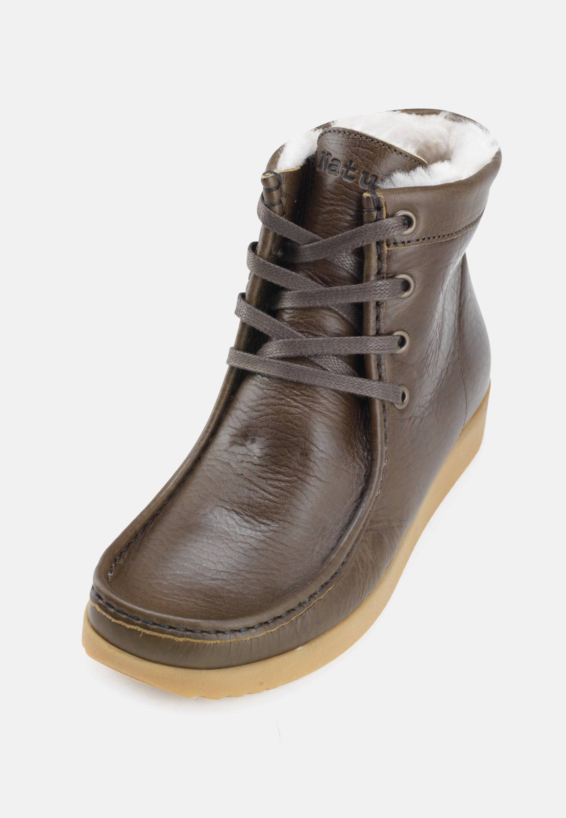 Asta Varmforet Støvle Leather - Olive - Nature Footwear