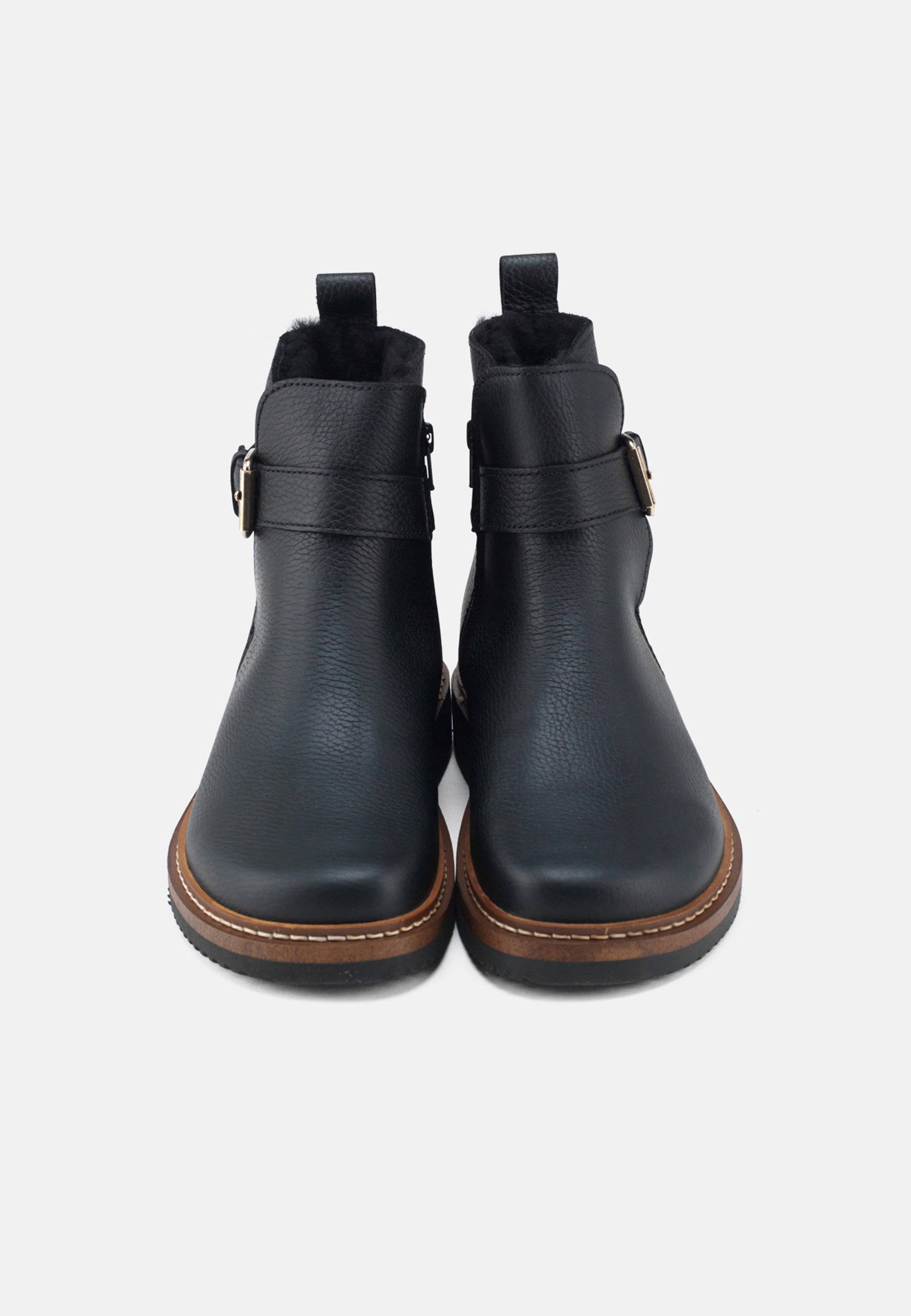 Vigga Varmforet Støvle Leather - Black - Nature Footwear